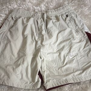 Nike Cream and Burgundy Athletic Shorts